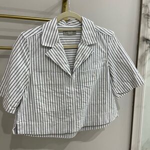 Striped cropped Shirt - White and Blue